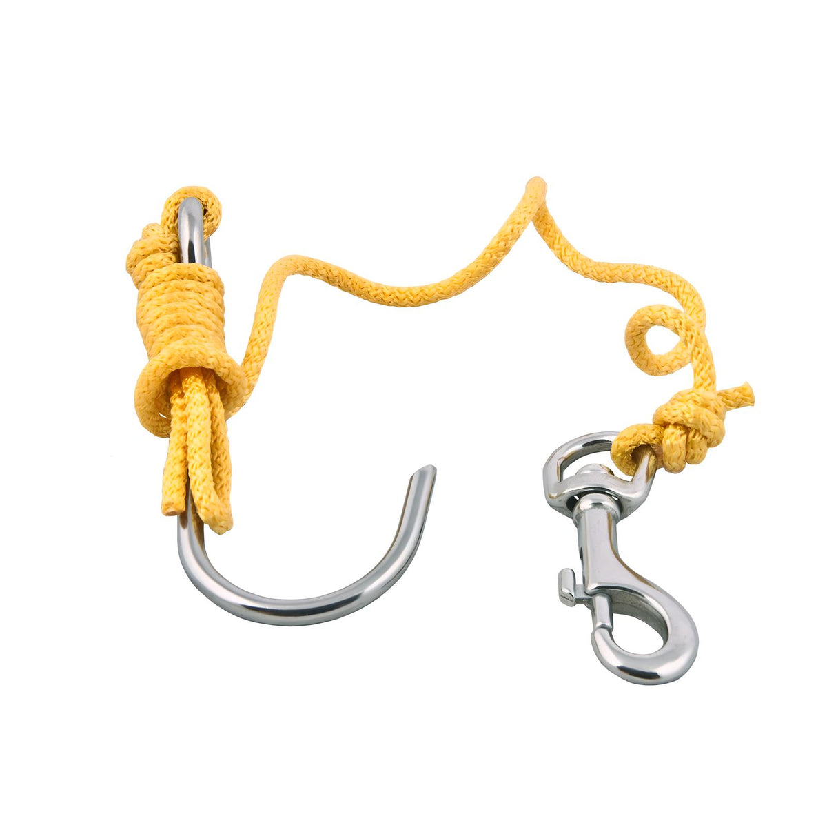 Scubatech reef hook with yellow line and bolt snap