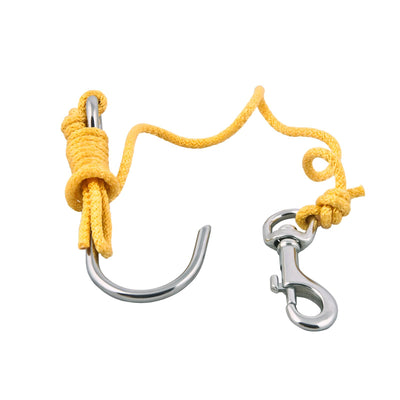 Scubatech reef hook with yellow line and bolt snap