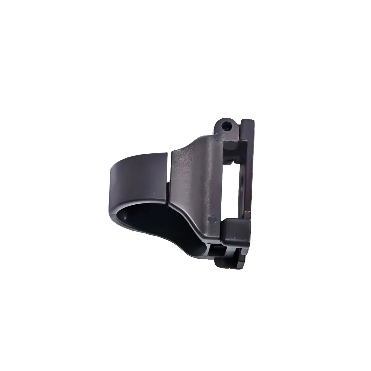 Scubatech black snorkel keeper with snap lock, side view