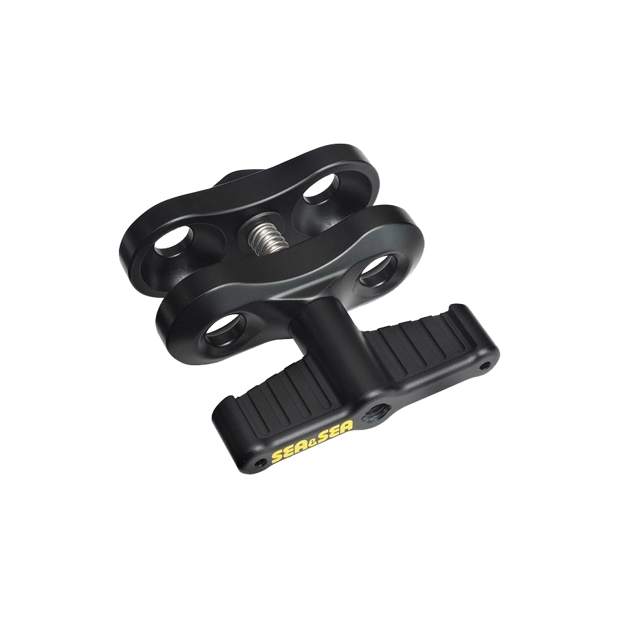 Sea & Sea SA8 Ball Clamp II, black double clamp with long Sea & Sea lever