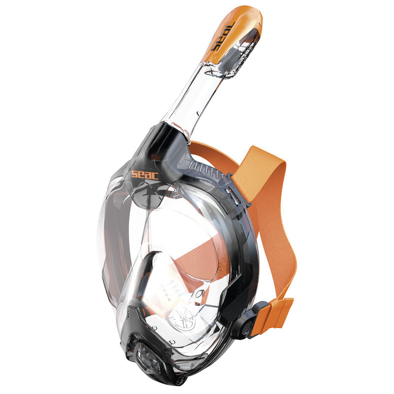 SEAC Libera full face snorkel mask with smoke frame and orange straps