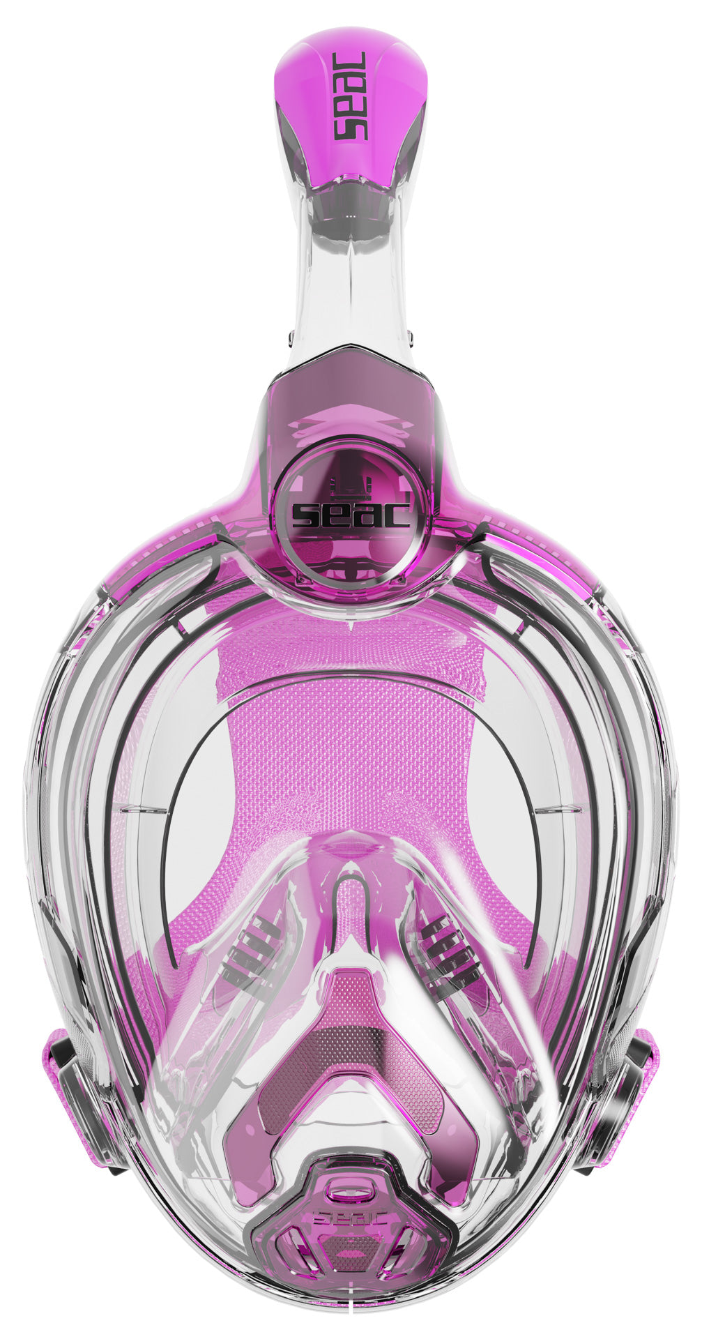 SEAC Libera Junior full face snorkel mask in aqua and orange, front view