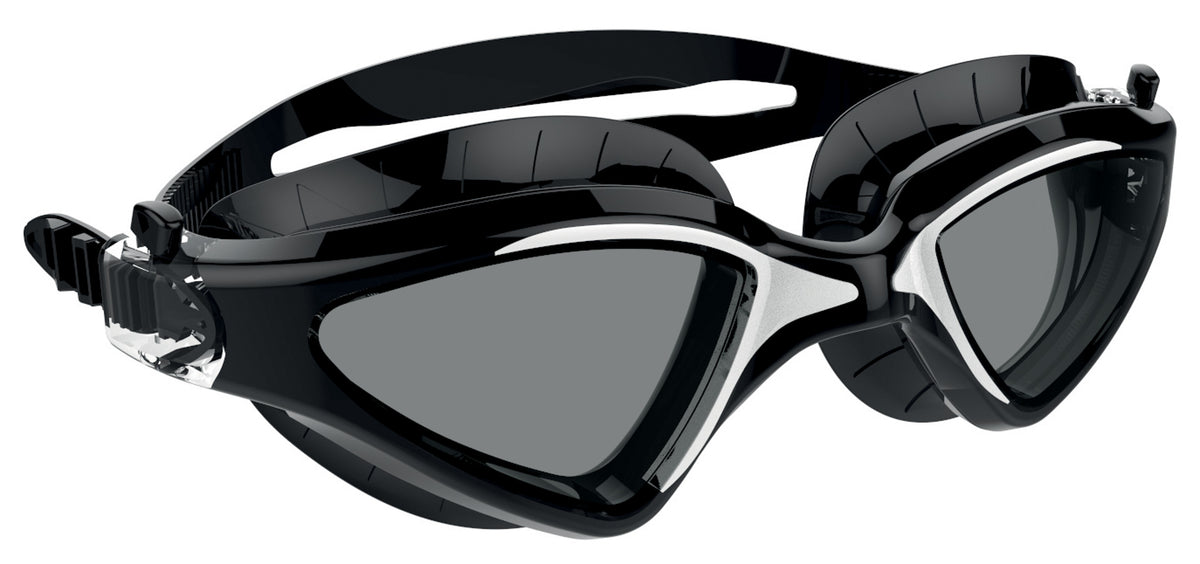 SEAC Lynx swim goggles in black and white with dark lenses