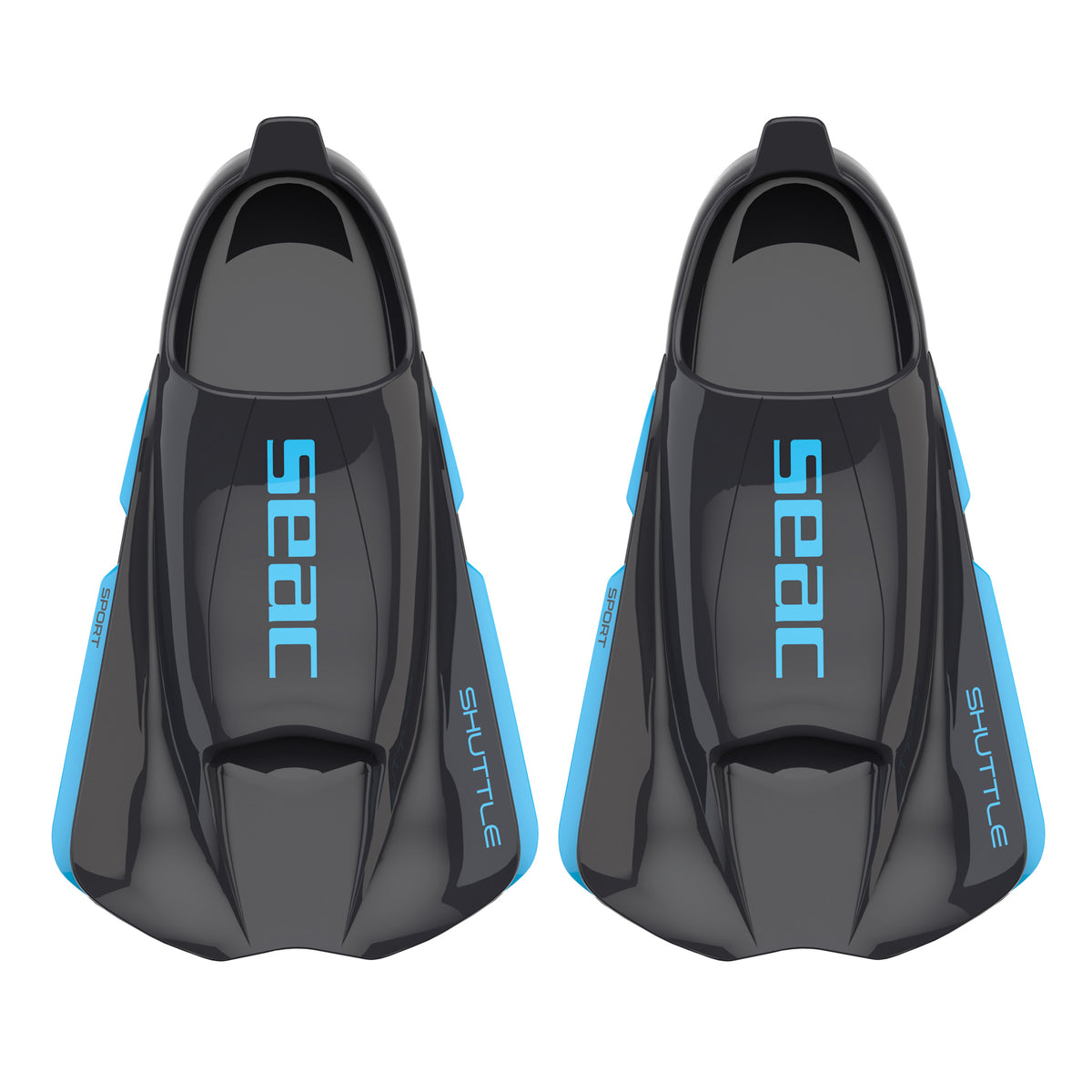 SEAC Shuttle Sport short swim fins, pair in black and blue
