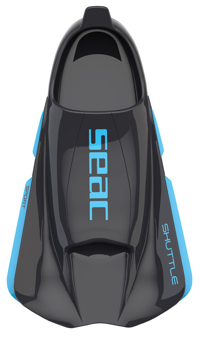 SEAC Shuttle Sport silicone swim fin, top view of the blade and side fins