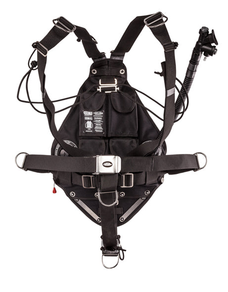 Tecline Side 16 Avenger Professional sidemount BCD in grey Kevlar, back view