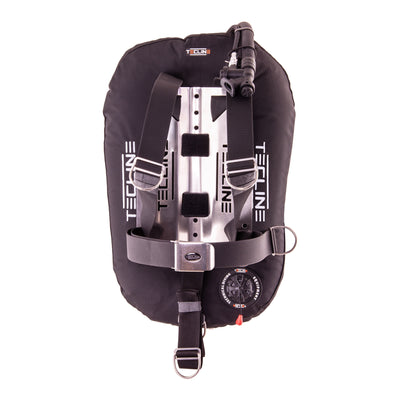 Tecline Donut 17 adjustable DIR set, harness side with the stainless backplate