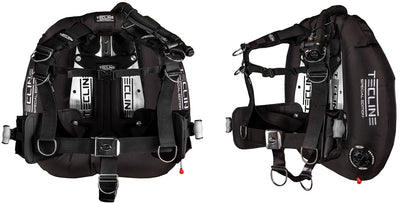Tecline Donut 22 Special Edition Full Comfort set in black with weight pockets, harness side and side view