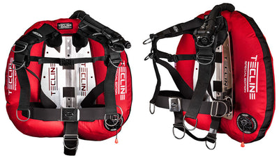 Tecline Donut 22 Special Edition Comfort set in red, harness side and side view