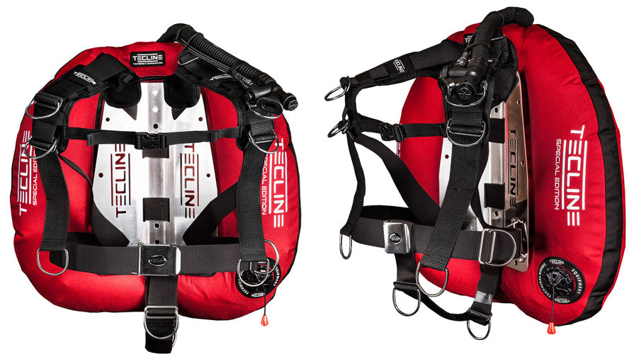 Tecline Donut 22 Special Edition Comfort set in black, harness side and side view