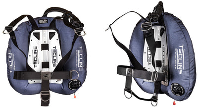 Tecline Donut 22 Special Edition DIR set in blue, harness side and side view