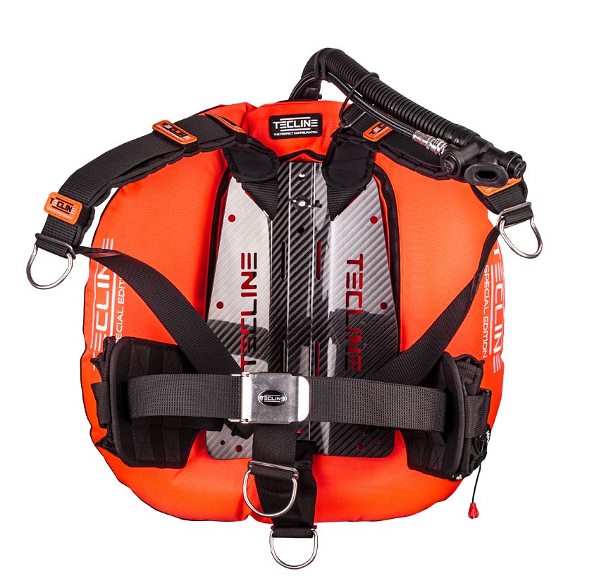 Tecline Donut 22 Special Edition Carbon set in orange with carbon backplate and DIR harness