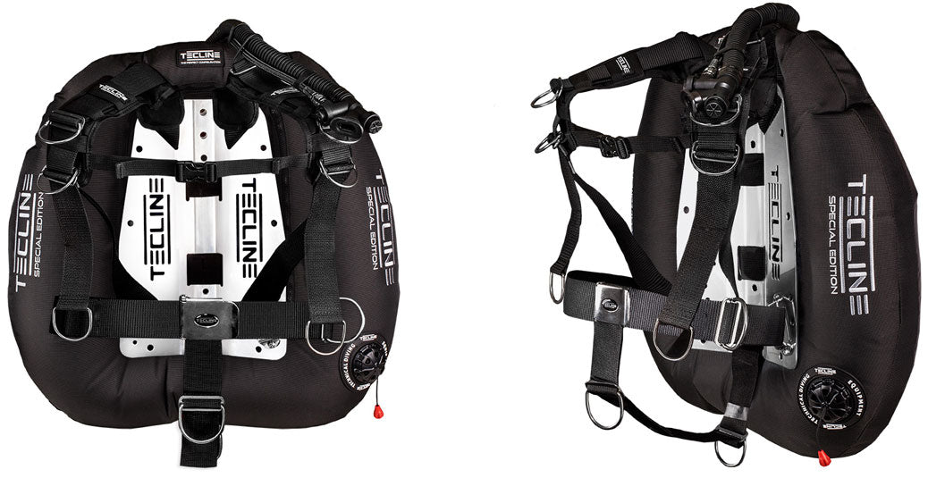 Tecline Donut 22 Special Edition Comfort set in black, harness side and side view