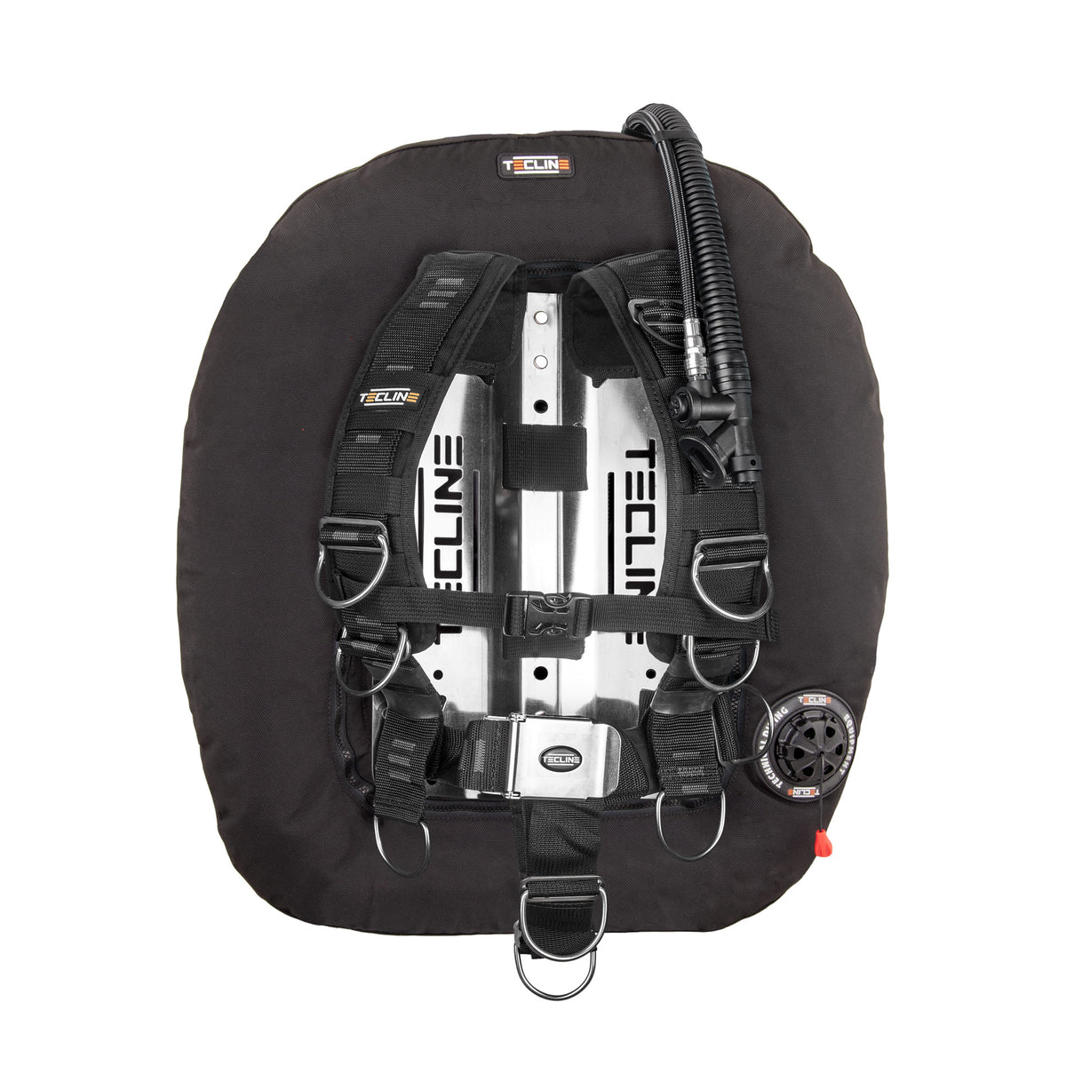 Tecline Donut 22 Comfort set in black with padded harness and backplate