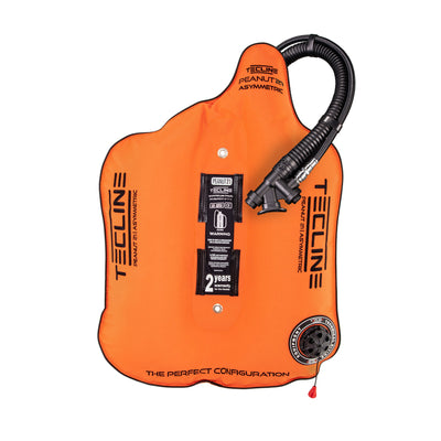 Tecline Peanut 21 wing in orange, front view with the dump valve