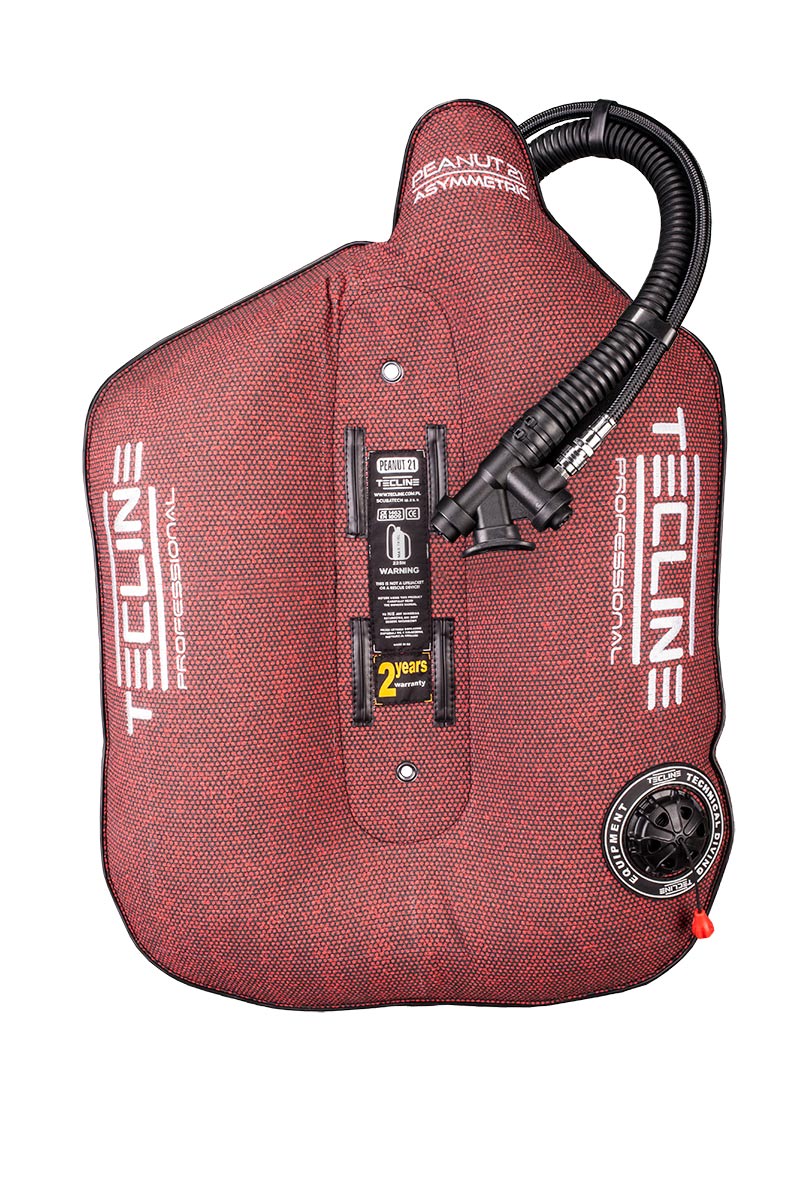 Tecline Peanut 21 Professional wing in grey Kevlar, front view with the inflator