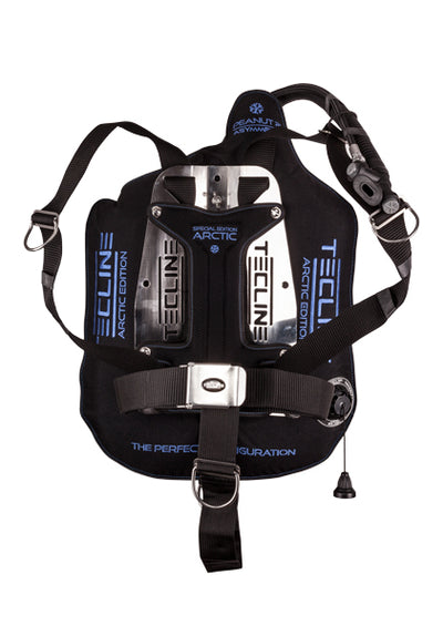 Tecline Peanut 21 Arctic DIR set with blue Arctic lettering, harness side
