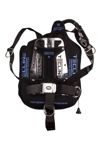 Tecline Peanut 21 Arctic DIR set with blue Arctic lettering, harness side