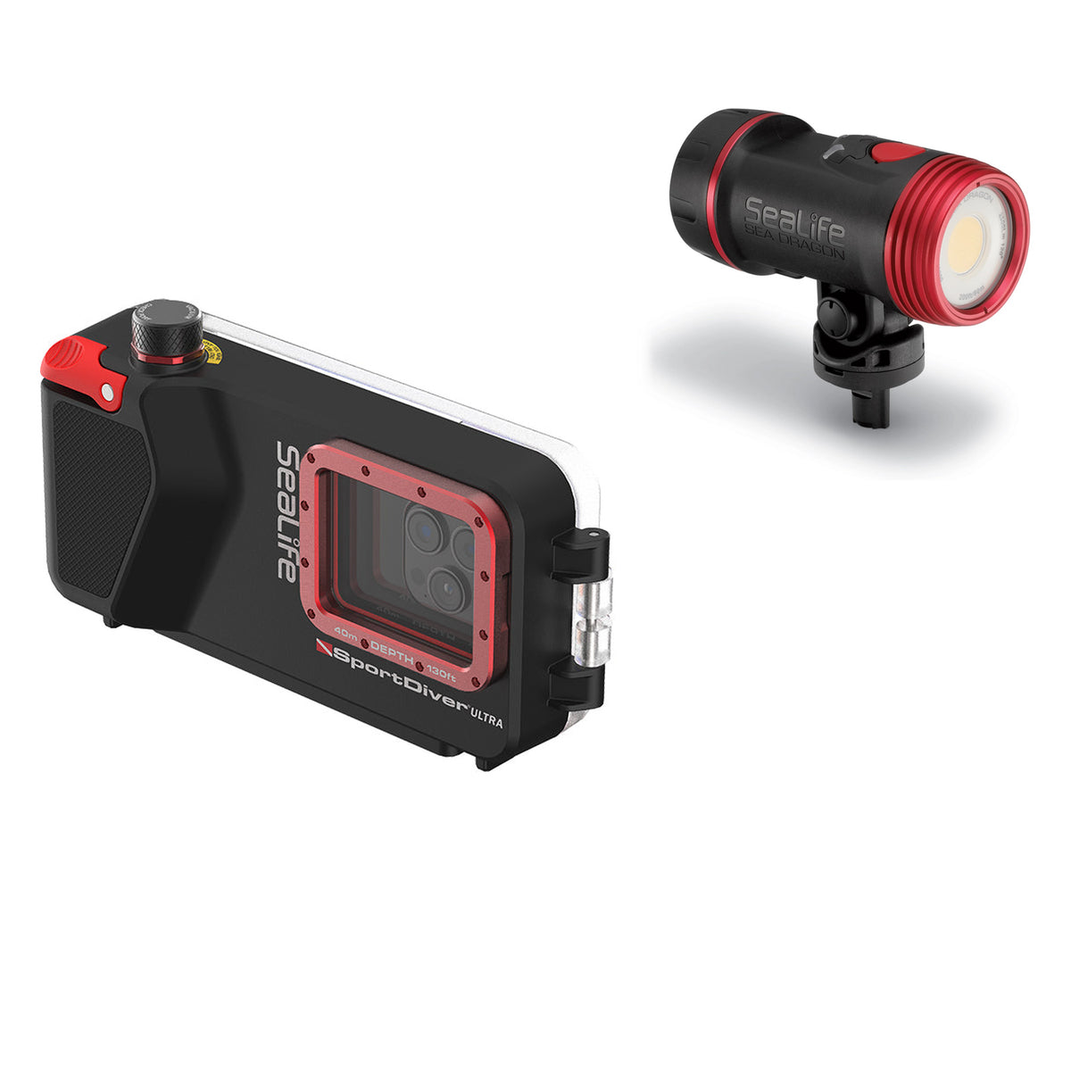 SeaLife SportDiver Ultra smartphone housing with Sea Dragon 2500F light