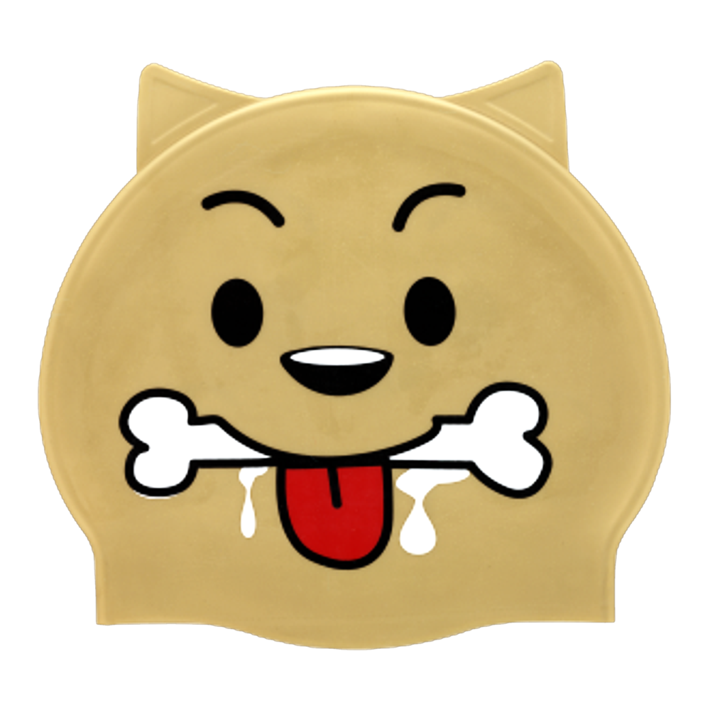 Spurt animal silicone swim cap with moulded ears and fins, Cat on Pearl White