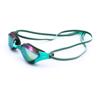 Spurt aqua evolution racer goggles, aquamarine and grey frame with aqua gold mirror lens