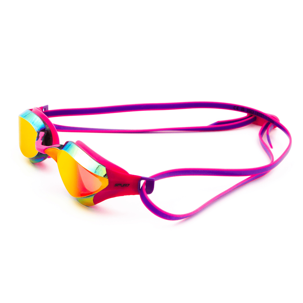 Spurt aqua evolution racer goggles, aquamarine and grey frame with aqua gold mirror lens