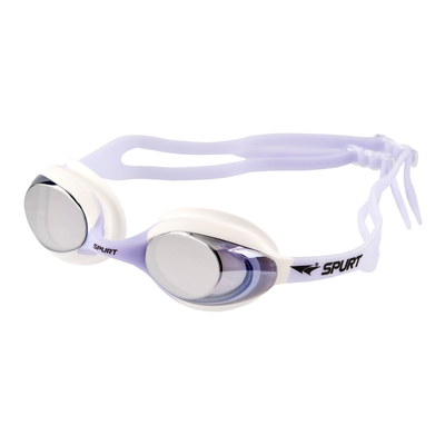 Spurt blaze junior goggles, white and lilac frame with mirror silver/lilac lens