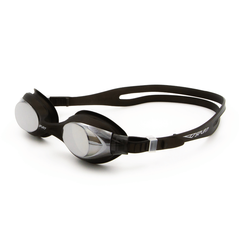 Spurt comfort goggles, black frame with mirror silver lens