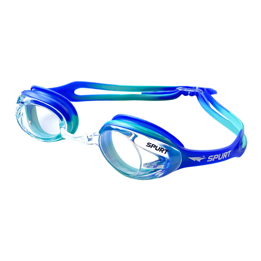 Spurt crush goggles, blue violet and sea green frame with clear lens