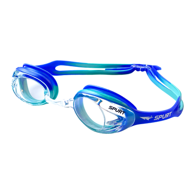 Spurt crush goggles, blue violet and sea green frame with clear lens