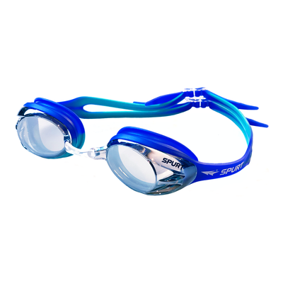Spurt crush goggles, blue violet and sea green frame with mirror silver lens