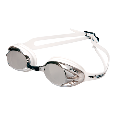 Spurt crush goggles, white frame with mirror silver lens