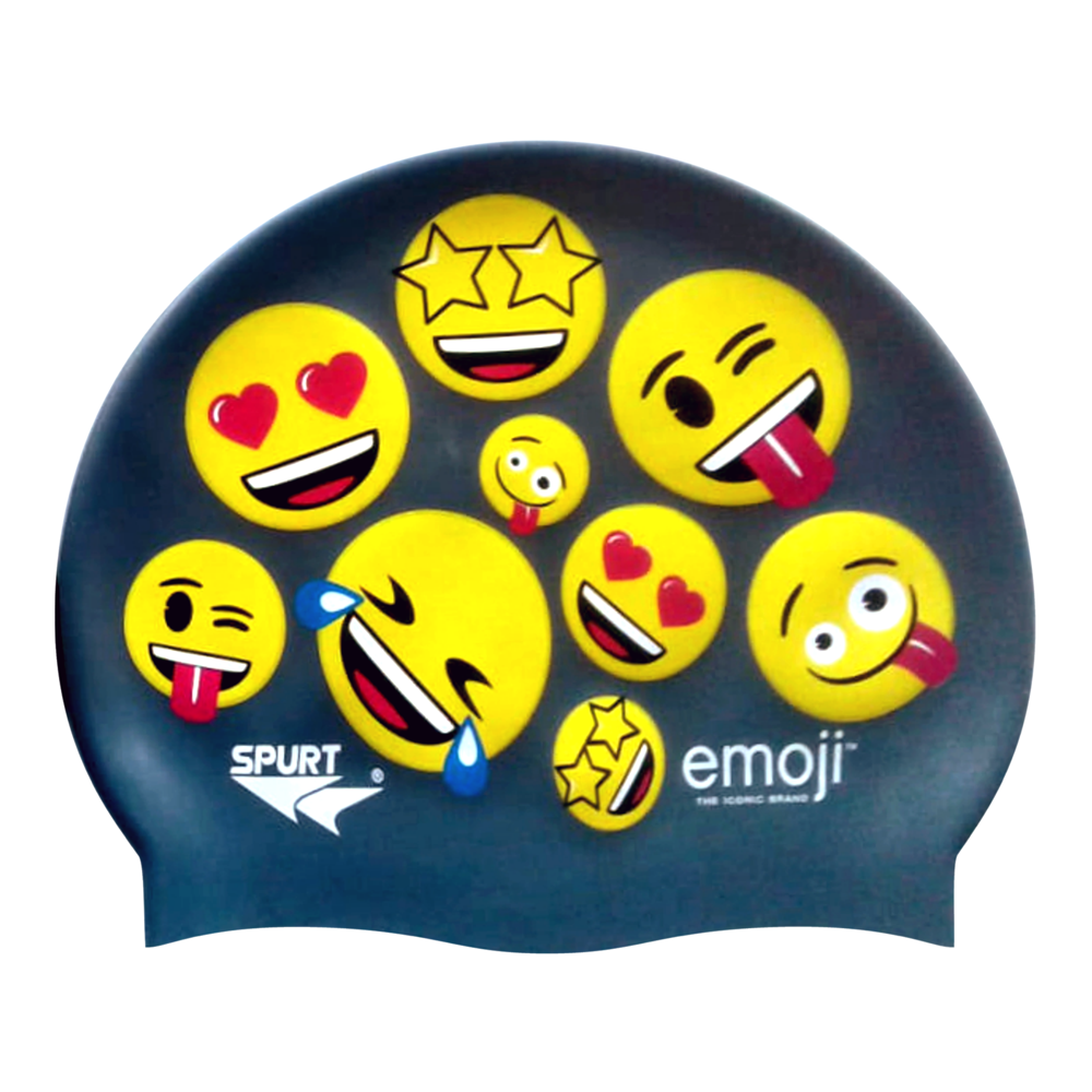 Spurt emoji silicone swim cap, Hear No Evil Monkey on Cerise