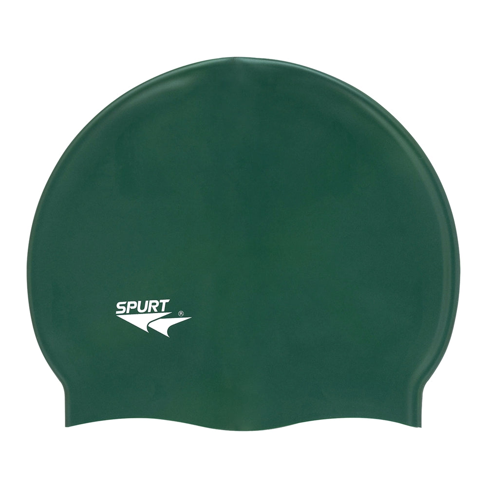 Spurt Flexi plain silicone swim cap in dark green