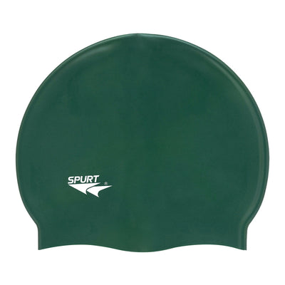 Spurt Flexi plain silicone swim cap in dark green