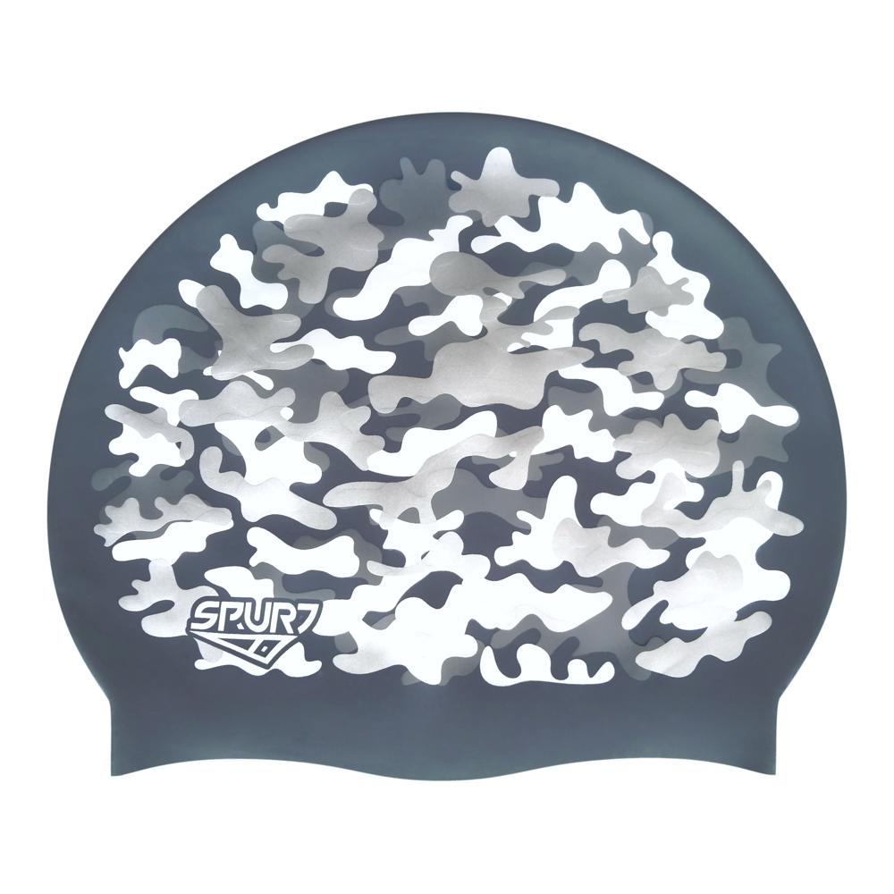 Spurt fun printed silicone swim cap, 1 Life on Midnight Navy