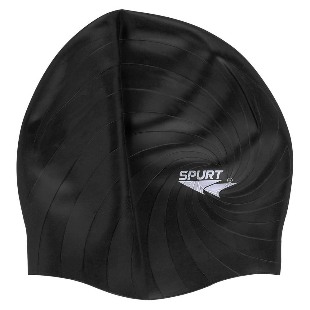 Spurt Hurricane embossed silicone swim cap in black