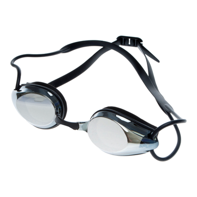 Spurt intermediate racer goggles, smoke black frame with mirror silver lens