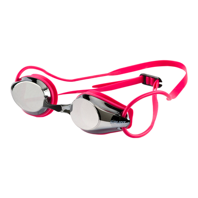Spurt intermediate racer goggles, dark pink frame with mirror silver lens