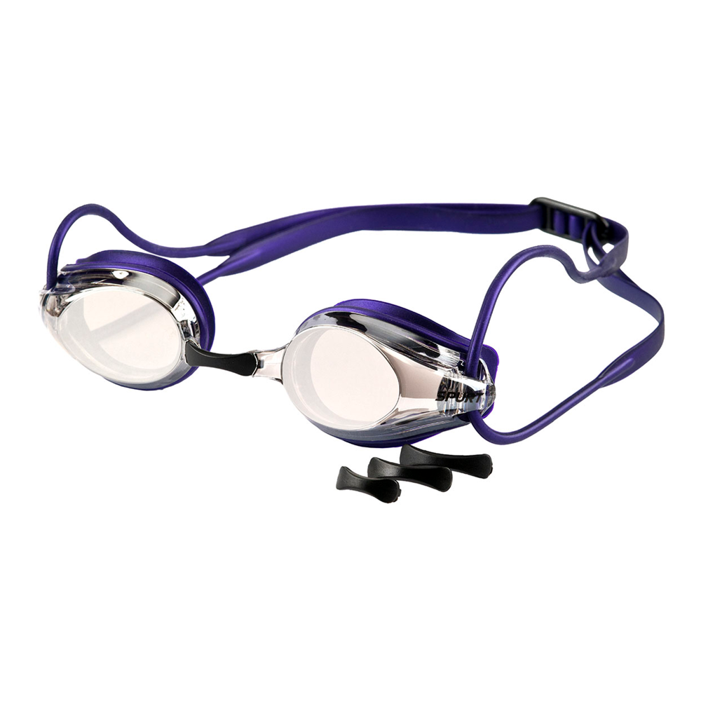 Spurt intermediate racer goggles, purple frame with mirror silver lens