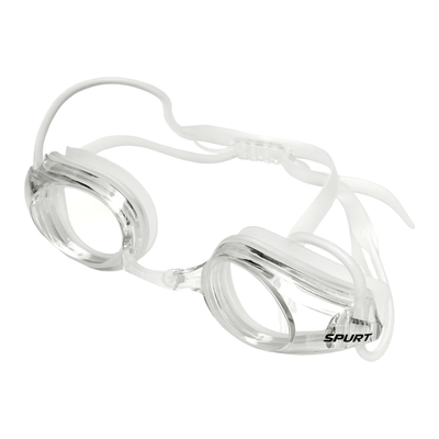 Spurt intermediate racer goggles, opaque white frame with clear lens