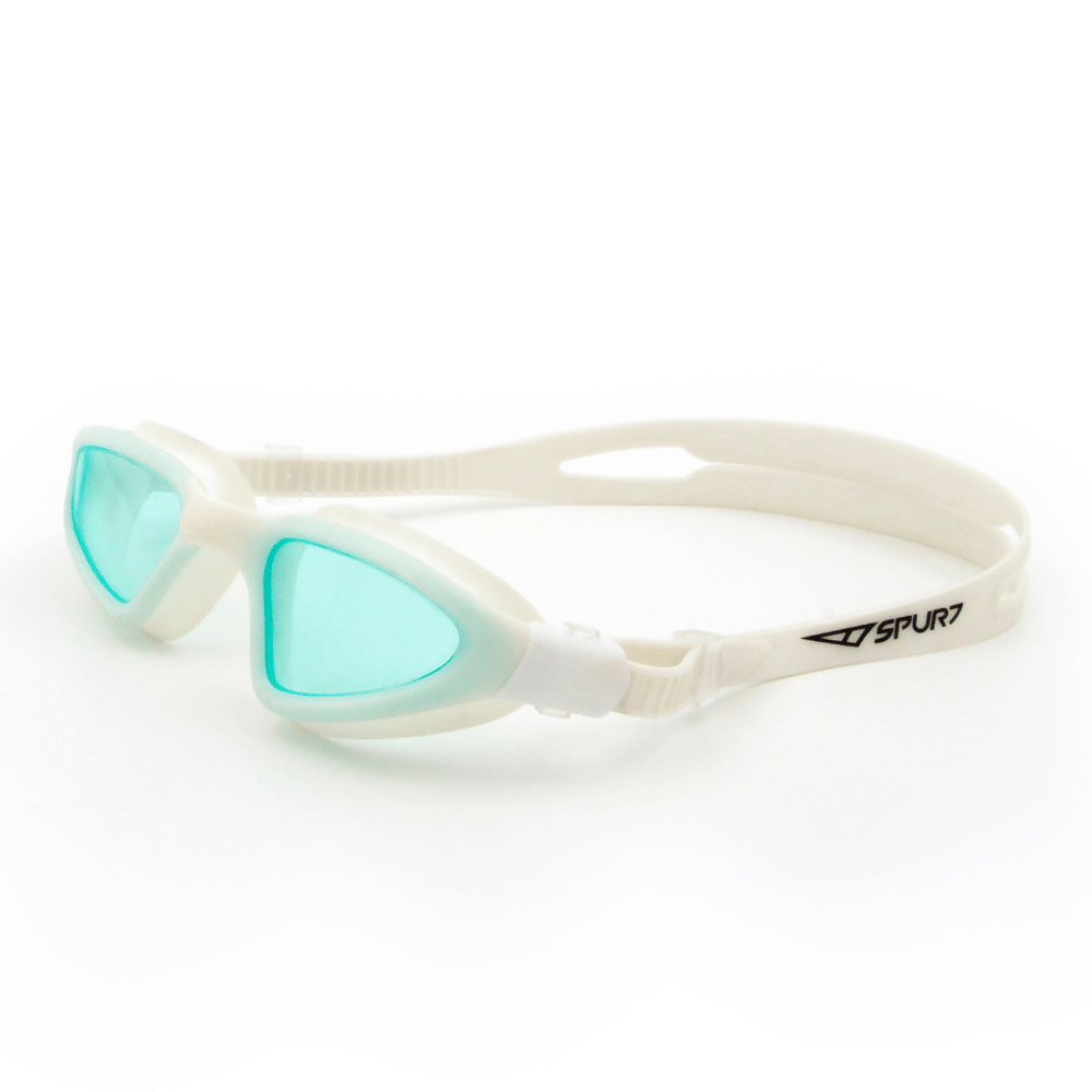 Spurt manatee goggles, white frame with aqua lens