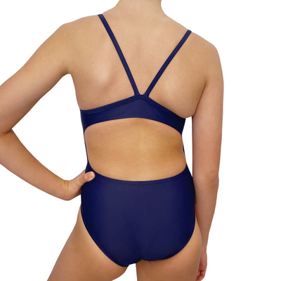 Spurt plain thin strap swimsuit in navy, alternate view 1