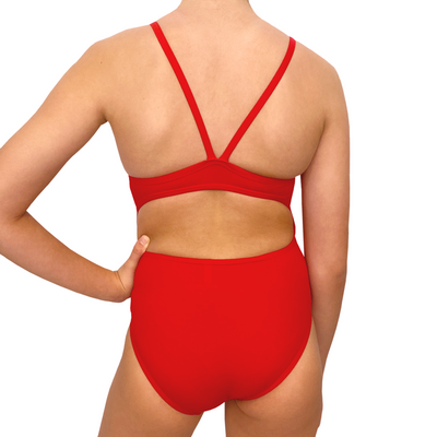 Spurt plain thin strap swimsuit in red, alternate view 1