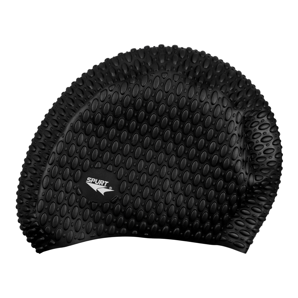 Spurt retro bubble silicone swim cap in black