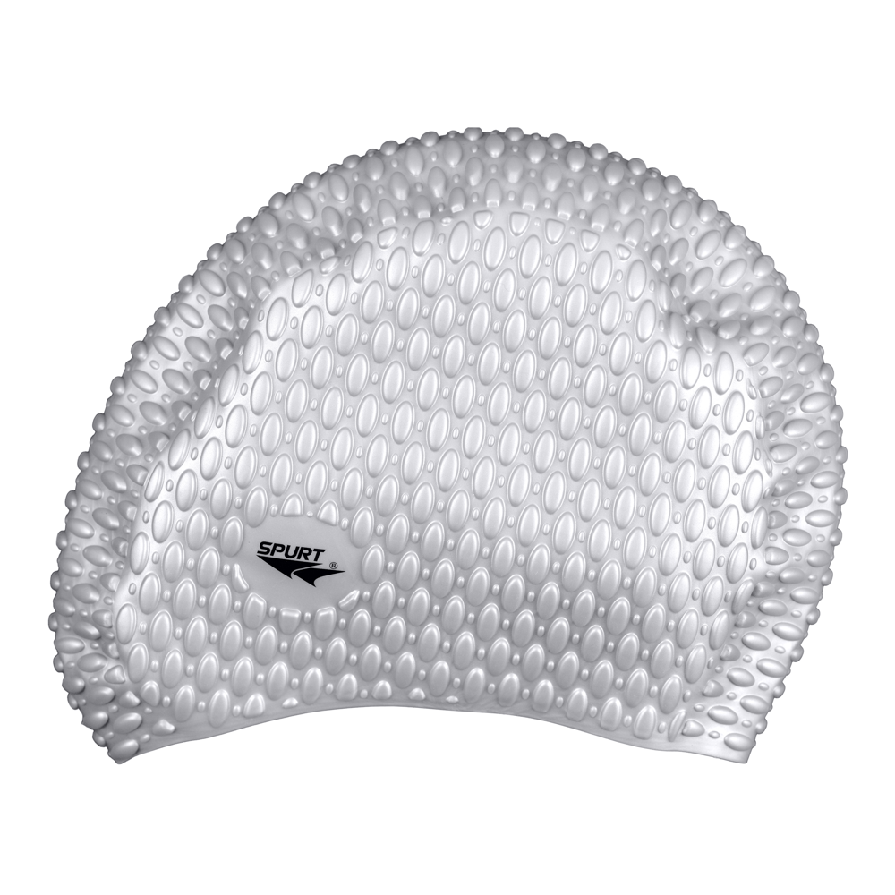 Spurt retro bubble silicone swim cap in black