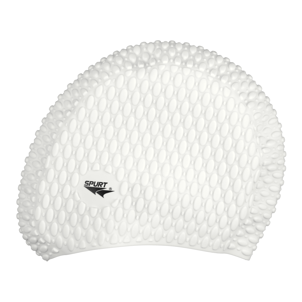 Spurt retro bubble silicone swim cap in black