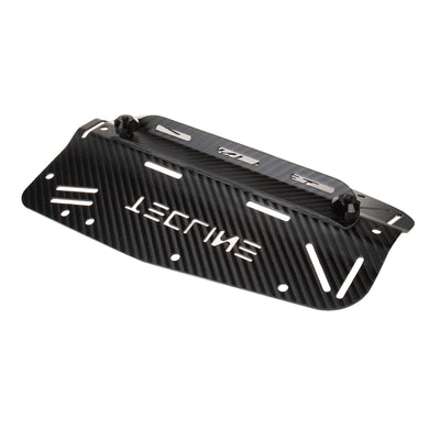 Side view of the Tecline carbon backplate and adapter showing the carbon weave