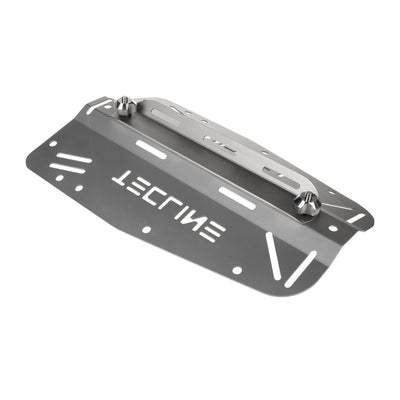 Low side view of the Tecline titanium backplate and adapter set