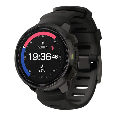 Suunto Ocean in all black, angled view showing the analogue watch face